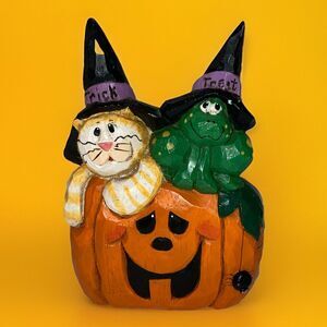 EDDIE Halloween Black Cat Jack O Lantern Pumpkin Frog Witch Midwest Vintage